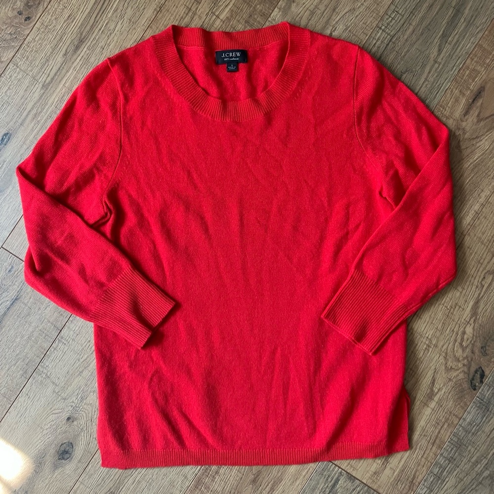 J Crew Size Small 100% Cashmere Sweater Red